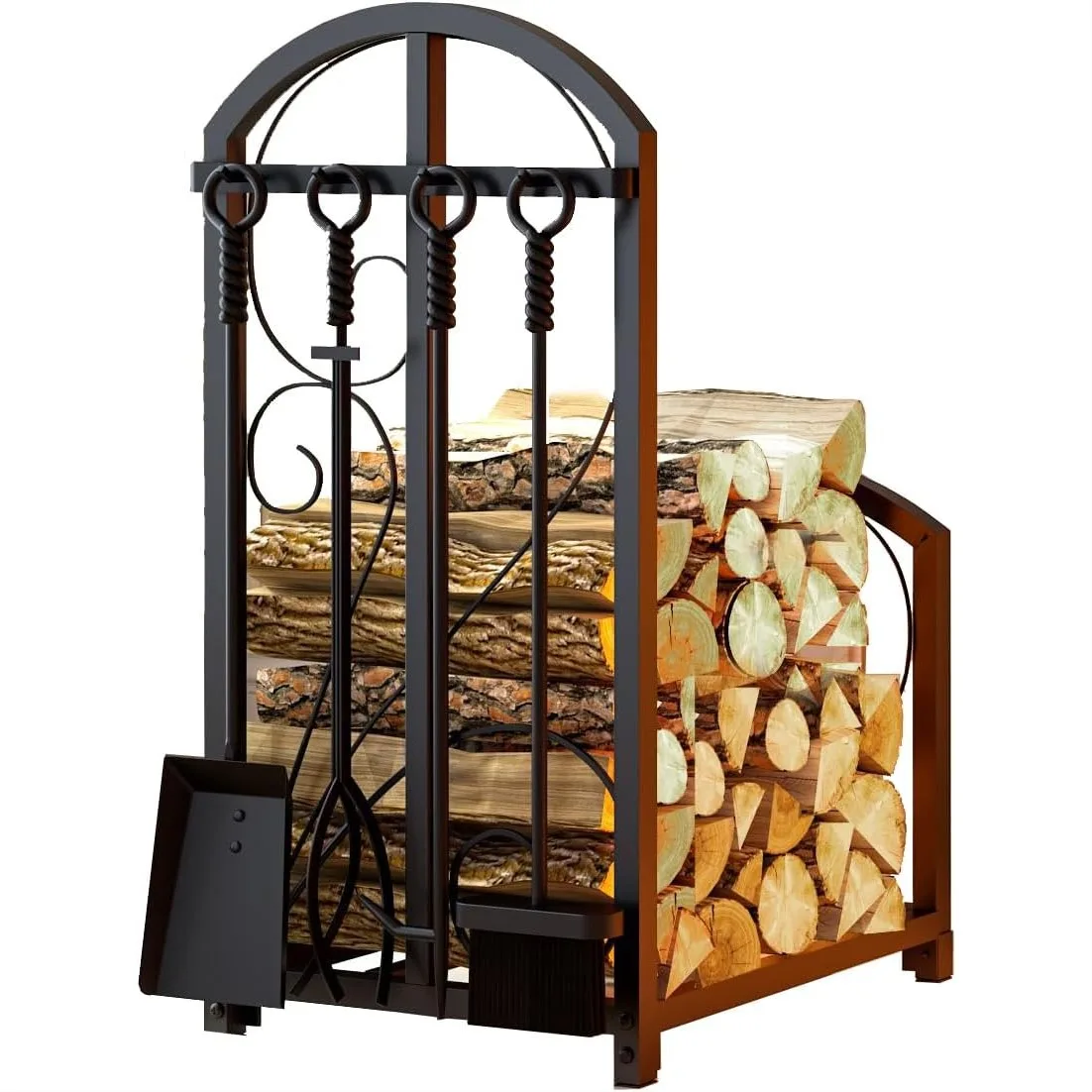 Firewood Storage Rack, Iron, Black, Portable, 20 in, with Hooks for Tools
Firewood Storage Rack, Iron, Black, Portable, 20 in, with Hooks for Tools