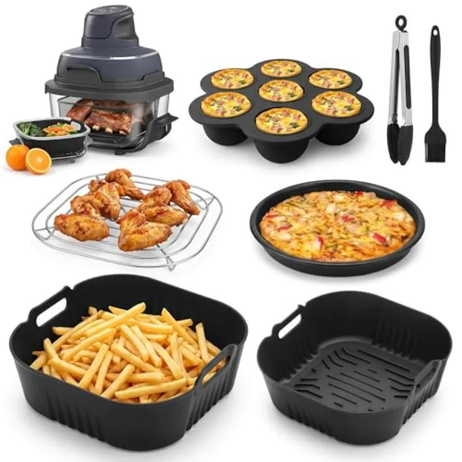 Air Fryer Accessories for Ninja Crispi 4QT6-Cup Glass Containers, Set of 7: Silicone Liners, Cake Pizza Pan, Crisper Rack, Egg
Air Fryer Accessories for Ninja Crispi 4QT6-Cup Glass Containers, Set of 7: Silicone Liners, Cake Pizza Pan, Crisper Rack, Egg