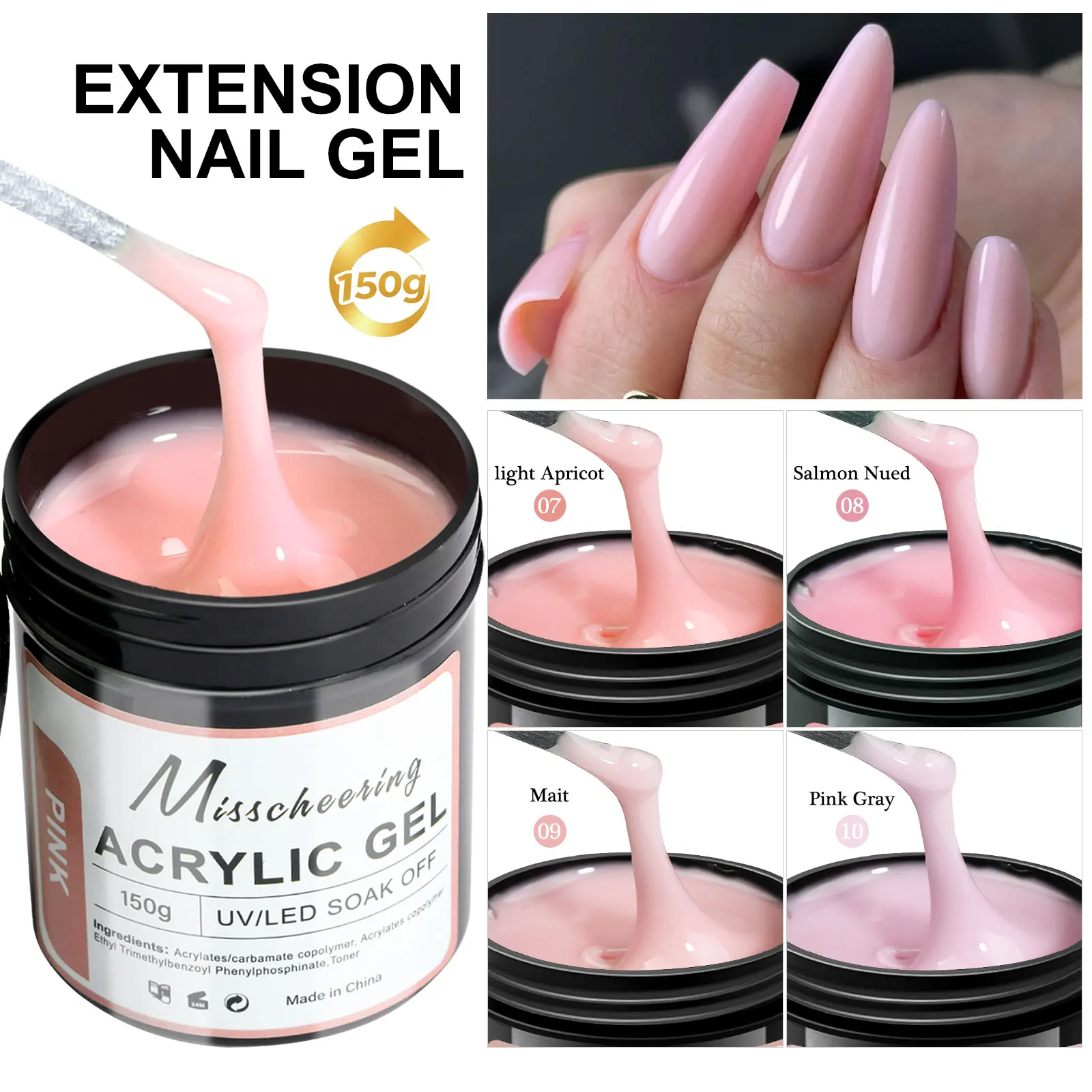 Misscheering 150g Nude Pink Acrylic Builder Gel Soak Off UV LED Nail Extension Gel Self Leveling Hard Gel for DIY Salon Manicure
Misscheering 150g Nude Pink Acrylic Builder Gel Soak Off UV LED Nail Extension Gel Self Leveling Hard Gel for DIY Salon Manicure