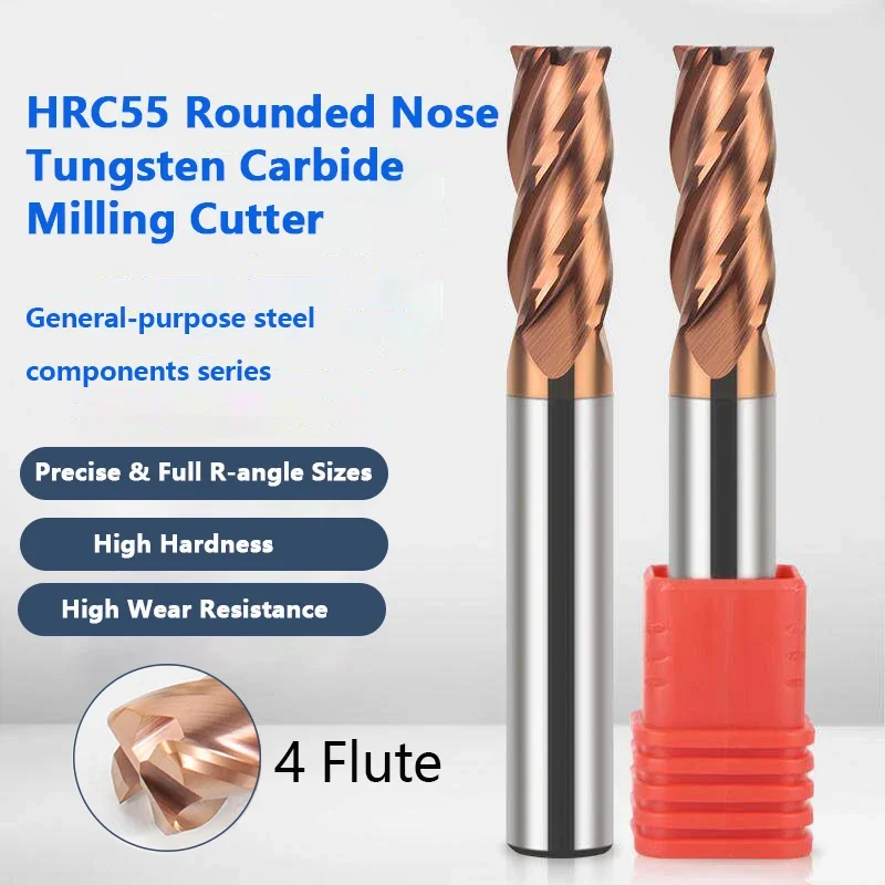 HRC55 Corner Radius End Mill R Bullnose 4 Flutes R0.2 R0.5 R1 Diameter 1-12 Tungsten Carbide Steel Cutter Metal Router Tool
HRC55 Corner Radius End Mill R Bullnose 4 Flutes R0.2 R0.5 R1 Diameter 1-12 Tungsten Carbide Steel Cutter Metal Router Tool