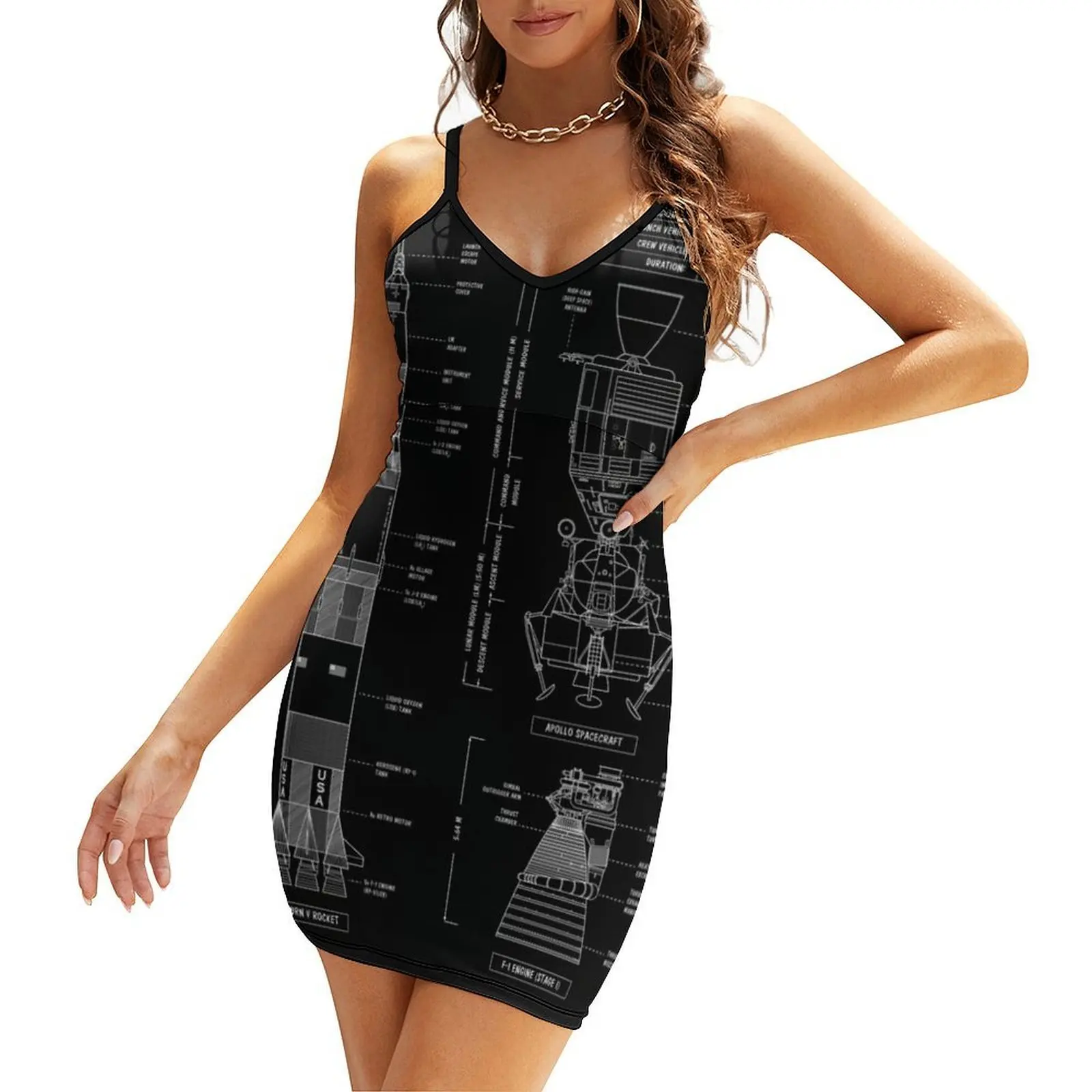 Saturn V / Apollo Crewed Lunar Expedition (White Stencil - No Background. Vertical) Sling Dress summer clothes cute dress 
Saturn V / Apollo Crewed Lunar Expedition (White Stencil - No Background. Vertical) Sling Dress summer clothes cute dress