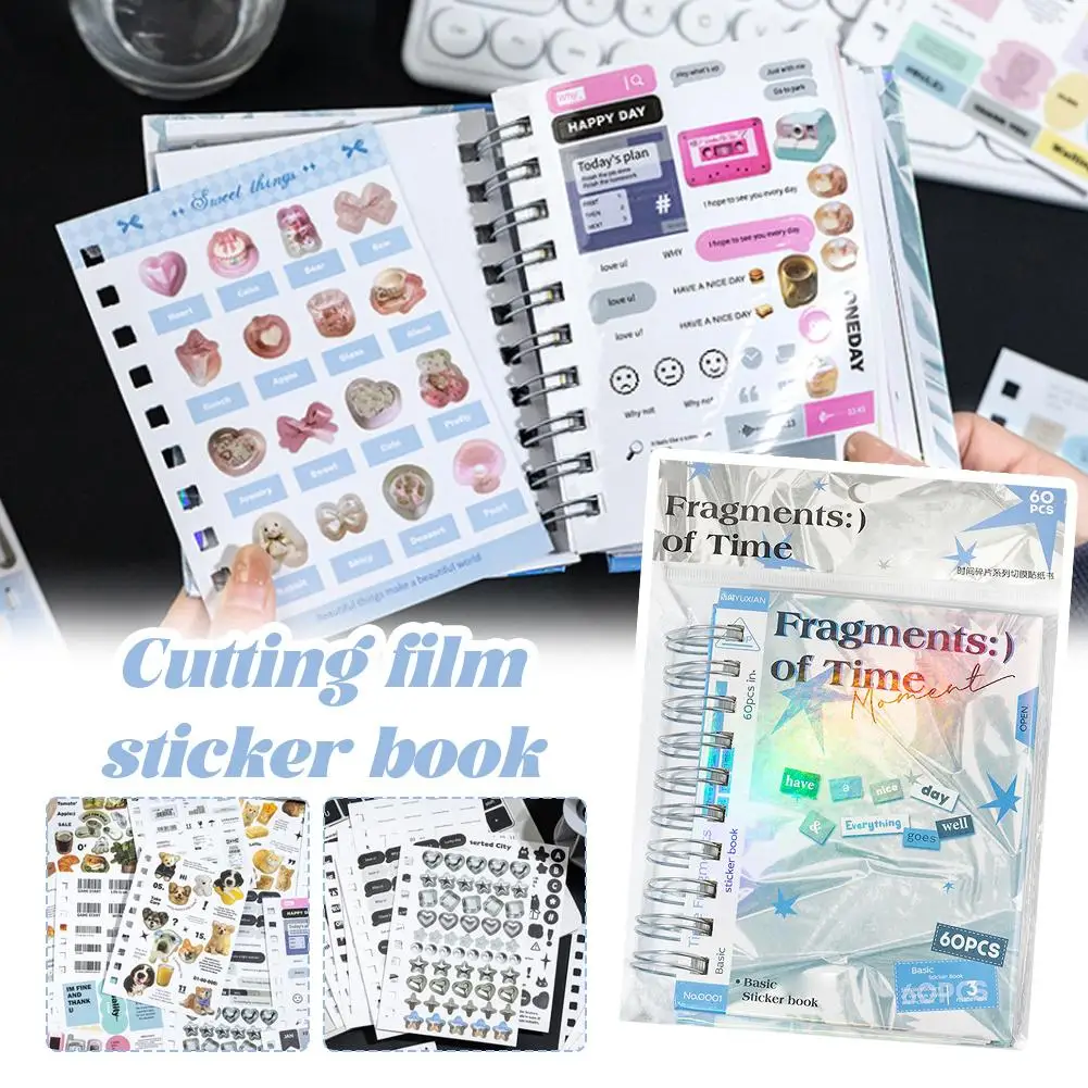 60Pcs Ins Style Die-Cutting Film Coil Sticker Book, Cute Fragments Of Time Aesthetic Scrapbook Stickers For DIY Journal Collage
60Pcs Ins Style Die-Cutting Film Coil Sticker Book, Cute Fragments Of Time Aesthetic Scrapbook Stickers For DIY Journal Collage