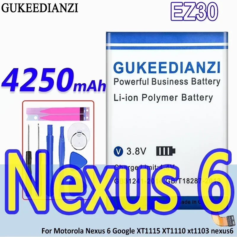 GUKEEDIANZI High Capacity Battery EZ30 4250mAh For Motorola Google for Nexus 6 XT1115 XT1110 Xt1103 Bateria
GUKEEDIANZI High Capacity Battery EZ30 4250mAh For Motorola Google for Nexus 6 XT1115 XT1110 Xt1103 Bateria