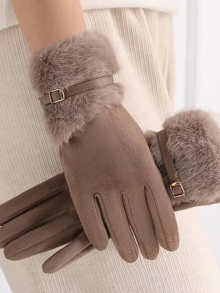 Women Winter Plush Gloves Versatile Cold Resistant Warm Riding Electric Bike Anti Freezing Finger Touch Screen Khaki Color
Women Winter Plush Gloves Versatile Cold Resistant Warm Riding Electric Bike Anti Freezing Finger Touch Screen Khaki Color