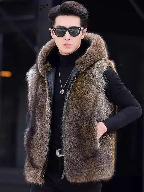 Raccoon Fur Vest for Men Autumn Winter New Luxury Eco-Friendly Fur Coat Hood Large Size Thickened Warm Plush Vest Men Clothing
Raccoon Fur Vest for Men Autumn Winter New Luxury Eco-Friendly Fur Coat Hood Large Size Thickened Warm Plush Vest Men Clothing