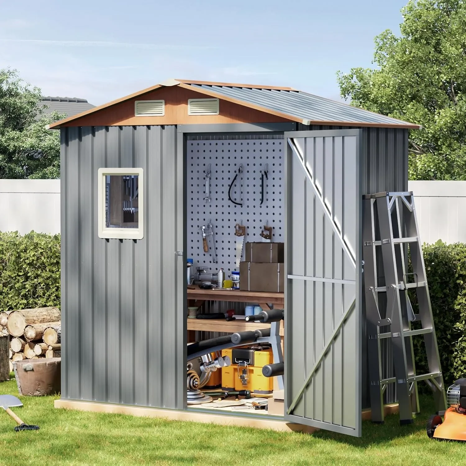 6x4FT Steel Storage Shed Lockable Door Window Vent Outdoor Garden Backyard Lawn Metal Tool Compact, Custom
6x4FT Steel Storage Shed Lockable Door Window Vent Outdoor Garden Backyard Lawn Metal Tool Compact, Custom