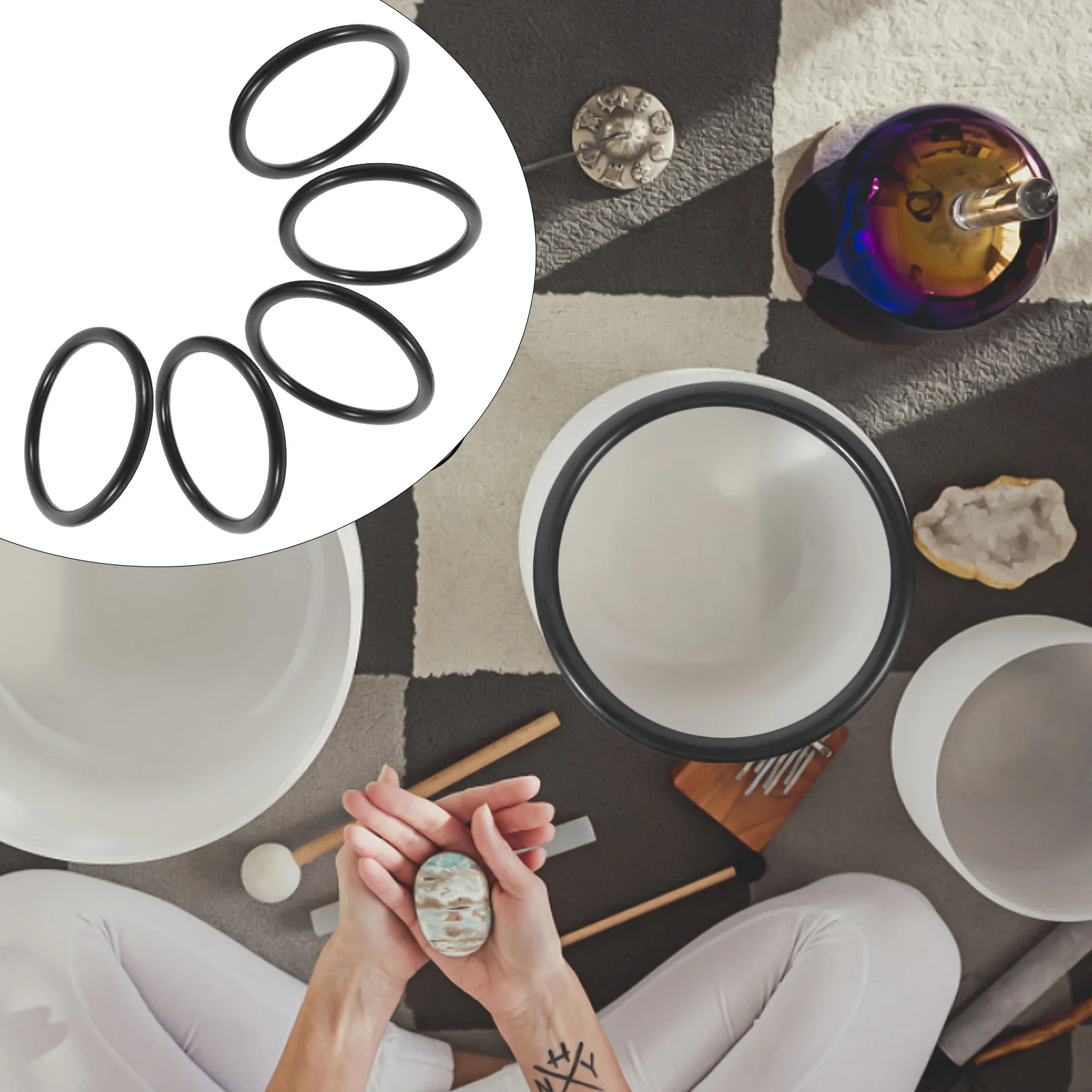 5pcs Music Bowl Washer Rubber Gasket for Singing Bowls Cushion Protective Mat Sound Tibetan Bowls Pad Lightweight Elastic
5pcs Music Bowl Washer Rubber Gasket for Singing Bowls Cushion Protective Mat Sound Tibetan Bowls Pad Lightweight Elastic