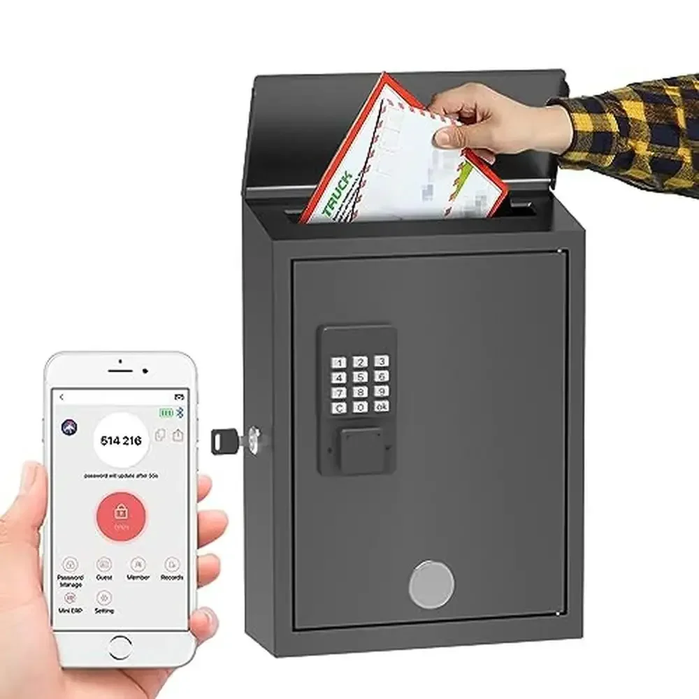 Locking Mailbox with Dual Locking System and Versatile Delivery Port Weatherproof Outdoor Use Electronic Lock App Control Remote
Locking Mailbox with Dual Locking System and Versatile Delivery Port Weatherproof Outdoor Use Electronic Lock App Control Remote