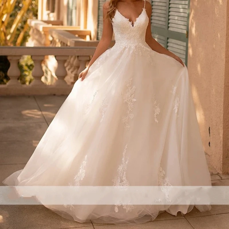 Classic Luxury Wedding Dresses Sweetheart Spaghetti Straps Bridal Gowns 2024 A-Line Tulle Sleeveless Vestidos De Novia Exquisite
Classic Luxury Wedding Dresses Sweetheart Spaghetti Straps Bridal Gowns 2024 A-Line Tulle Sleeveless Vestidos De Novia Exquisite