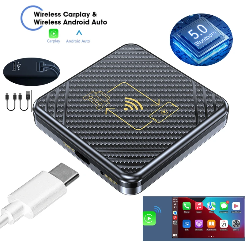 Bluetooth 5.0 WirelessCarplaybox Android Auto 2-in-1 Active connection Adaptive Screen intelligent Android Auto wireless adapter
Bluetooth 5.0 WirelessCarplaybox Android Auto 2-in-1 Active connection Adaptive Screen intelligent Android Auto wireless adapter