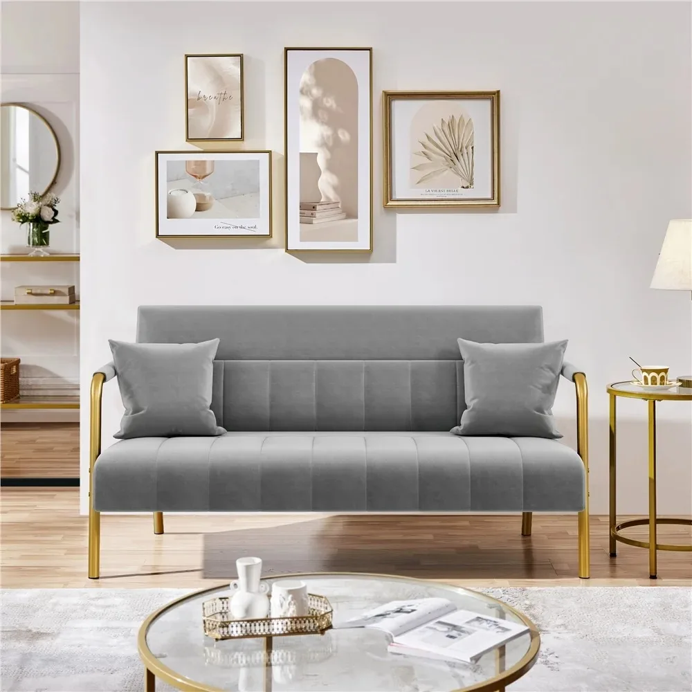 56.5'' W Modern Upholstered Sofa Couch with 2 Pillows, Crafted with A Solid Wood & Manufactured Wood Frame, Light Gray
56.5'' W Modern Upholstered Sofa Couch with 2 Pillows, Crafted with A Solid Wood & Manufactured Wood Frame, Light Gray