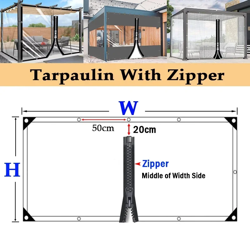 Transparent Tarpaulin with Zipper Outdoor Pergola Zipper Tarp Curtain Garden Gazebo Windproof Screen Zip Rainproof Cloth
Transparent Tarpaulin with Zipper Outdoor Pergola Zipper Tarp Curtain Garden Gazebo Windproof Screen Zip Rainproof Cloth