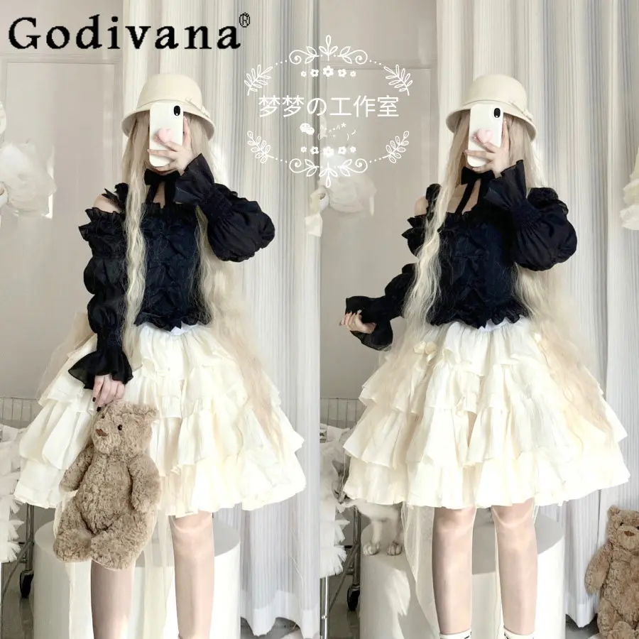 Japanese Original Lolita Birthday Party Long Sleeve Top Set Sweet Girl Style Princess Off-Shoulder Top + Cake Half Skirt
Japanese Original Lolita Birthday Party Long Sleeve Top Set Sweet Girl Style Princess Off-Shoulder Top + Cake Half Skirt