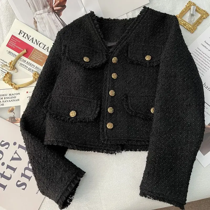 Korean Fashion Tassel Tweed Coat Women Spring Fall V-Neck Vintage Jacket 2023 French Style Black White Single Breasted Outwear
Korean Fashion Tassel Tweed Coat Women Spring Fall V-Neck Vintage Jacket 2023 French Style Black White Single Breasted Outwear