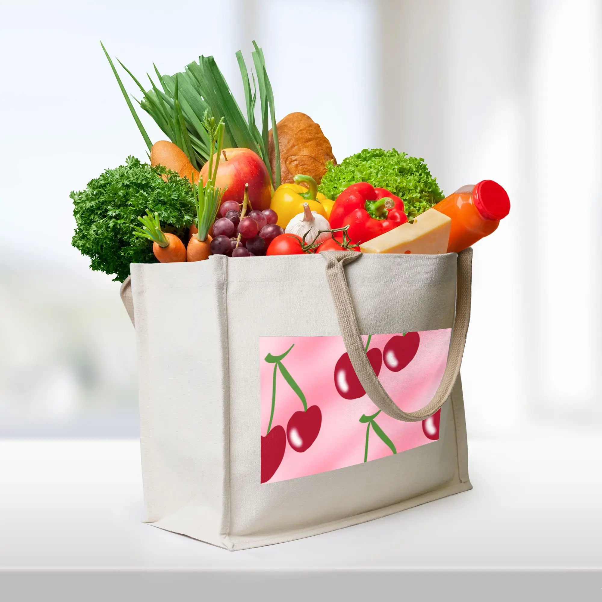 Сумка-шоппер из холщовой ткани с красными вишнями, зелеными стеблями и розовыми элементами, женская сумка через плечо, дорожная сумка.
Сумка-шоппер из холщовой ткани с красными вишнями, зелеными стеблями и розовыми элементами, женская сумка через плечо, дорожная сумка.