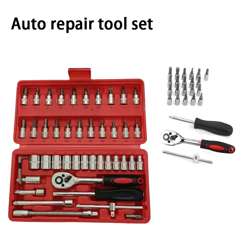 46pcs/Set Socket Wrench Diy Repair Tool Kit Ratchet Screwdriver for Car Repair Hardware Toolbox for Auto Repairing and Household
46pcs/Set Socket Wrench Diy Repair Tool Kit Ratchet Screwdriver for Car Repair Hardware Toolbox for Auto Repairing and Household