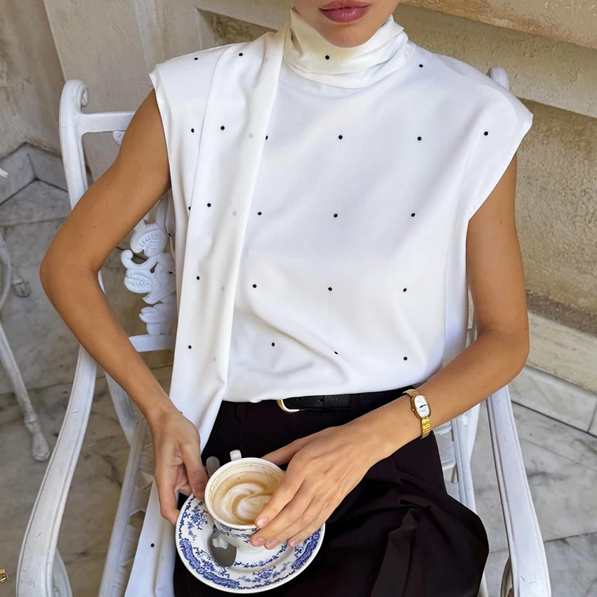 Linad Street Chic Satin Scarf Collar Tank Top Women 2026 Elegant Silk Polka Dot Tops Summer Casual Backless Lace Up Vests Female
Linad Street Chic Satin Scarf Collar Tank Top Women 2026 Elegant Silk Polka Dot Tops Summer Casual Backless Lace Up Vests Female