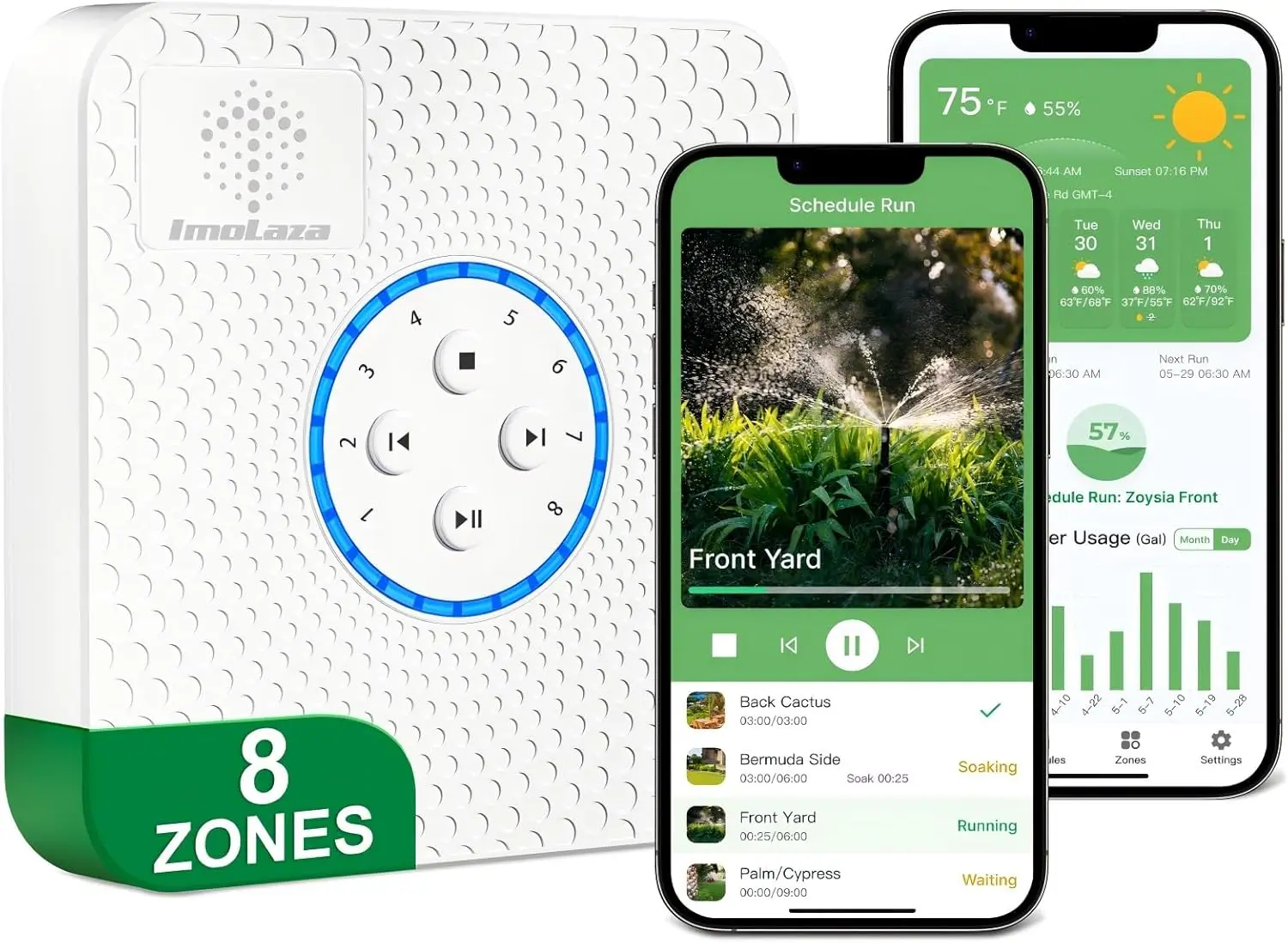 Indoor Smart Sprinkler Controller ET Automatic Watering Irrigation Controller 2 4GHz WiFi Ultra Water Saving via Rain Wind
Indoor Smart Sprinkler Controller ET Automatic Watering Irrigation Controller 2 4GHz WiFi Ultra Water Saving via Rain Wind