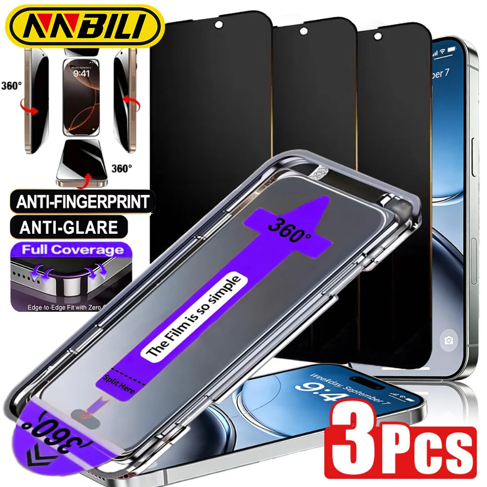NNBILI 3pcs 4-Way Privacy Dustproof and Anti-Spy Tempered Glass Screen Protector, for iPhone 17 16 15 14 13 12 11 Pro Max 17e
NNBILI 3pcs 4-Way Privacy Dustproof and Anti-Spy Tempered Glass Screen Protector, for iPhone 17 16 15 14 13 12 11 Pro Max 17e