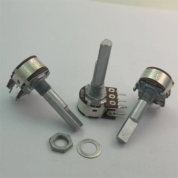 2pcs 148 type double potentiometer B100K/ Handle length 30MMF / CC with midpoint
2pcs 148 type double potentiometer B100K/ Handle length 30MMF / CC with midpoint