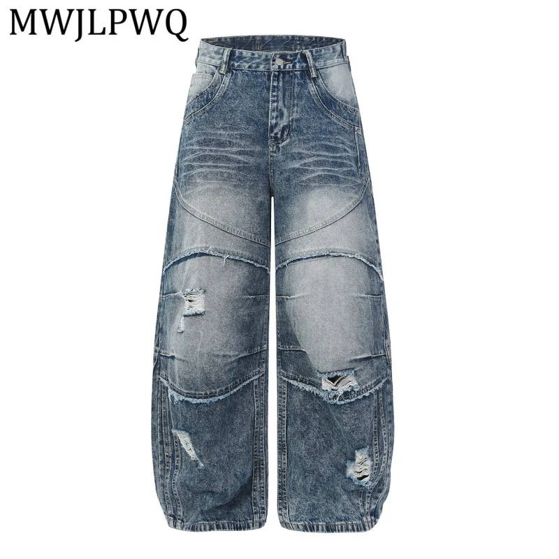 MWJLPWQ Deconstructed Design Patchwork Ripped Wide-Leg Jeans Unisex American-Style Whiskers Street Style Cool Men Trousers 16270
MWJLPWQ Deconstructed Design Patchwork Ripped Wide-Leg Jeans Unisex American-Style Whiskers Street Style Cool Men Trousers 16270