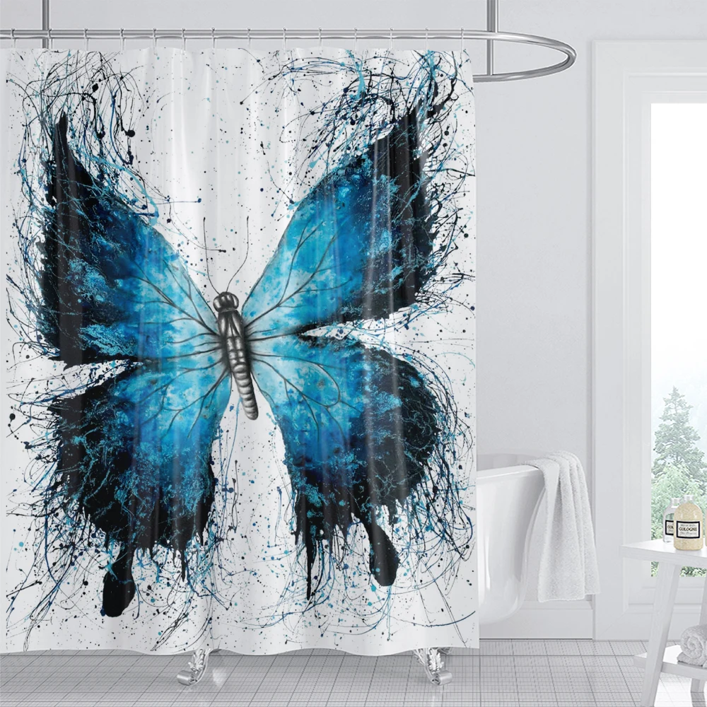 Beautiful Blue Art Butterfly Shower Curtain with Hooks Waterproof Fabric Bath Curtain Bathroom Accessorie Decor 
Beautiful Blue Art Butterfly Shower Curtain with Hooks Waterproof Fabric Bath Curtain Bathroom Accessorie Decor