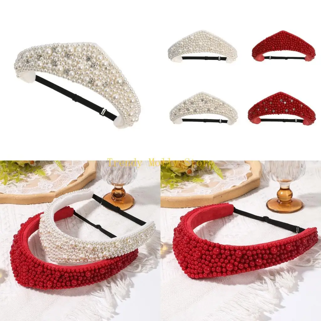 N5KB Baroque Styles Wide Headband With Artificial Pearls For Women Hair Styling Band
N5KB Baroque Styles Wide Headband With Artificial Pearls For Women Hair Styling Band