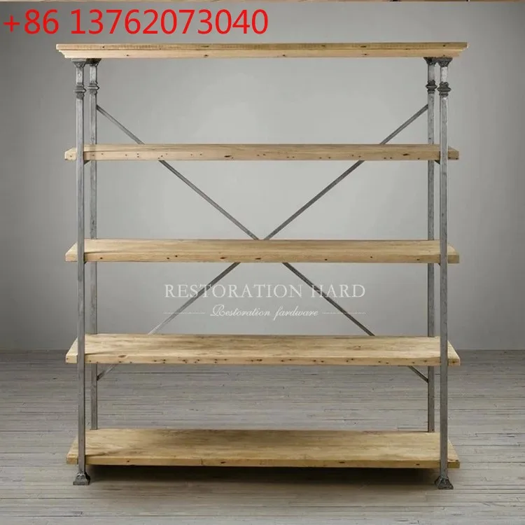 American retro old wrought iron bookshelf solid wood shelf shelf living room floor
American retro old wrought iron bookshelf solid wood shelf shelf living room floor