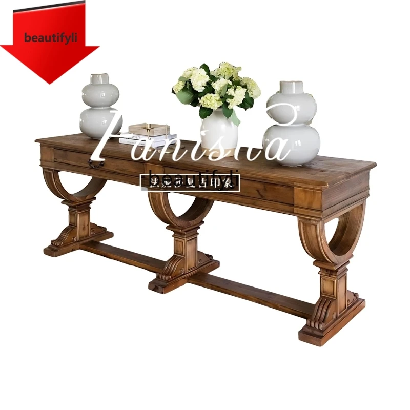 07 Solid Wood Entryway Table Wall-Mounted Ultra-Narrow Entryway Console Hallway End View Table Vintage Living Room Side Table
07 Solid Wood Entryway Table Wall-Mounted Ultra-Narrow Entryway Console Hallway End View Table Vintage Living Room Side Table