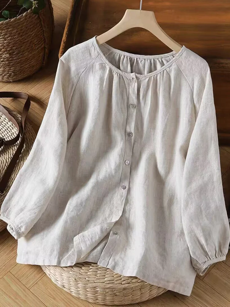 Retro Japanese Sle Linen Cotton Blend 3/4 Sve irt Women Summer Slim Fit round Ne Loose Sle Small Top
Retro Japanese Sle Linen Cotton Blend 3/4 Sve irt Women Summer Slim Fit round Ne Loose Sle Small Top