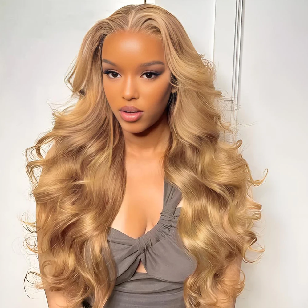 13x6 HD Honey Blonde #27 Body Wave Lace Front Human Hair Wig Preplucked 30 34inch Transparent Color Lace Frontal Wigs For Women 
13x6 HD Honey Blonde #27 Body Wave Lace Front Human Hair Wig Preplucked 30 34inch Transparent Color Lace Frontal Wigs For Women