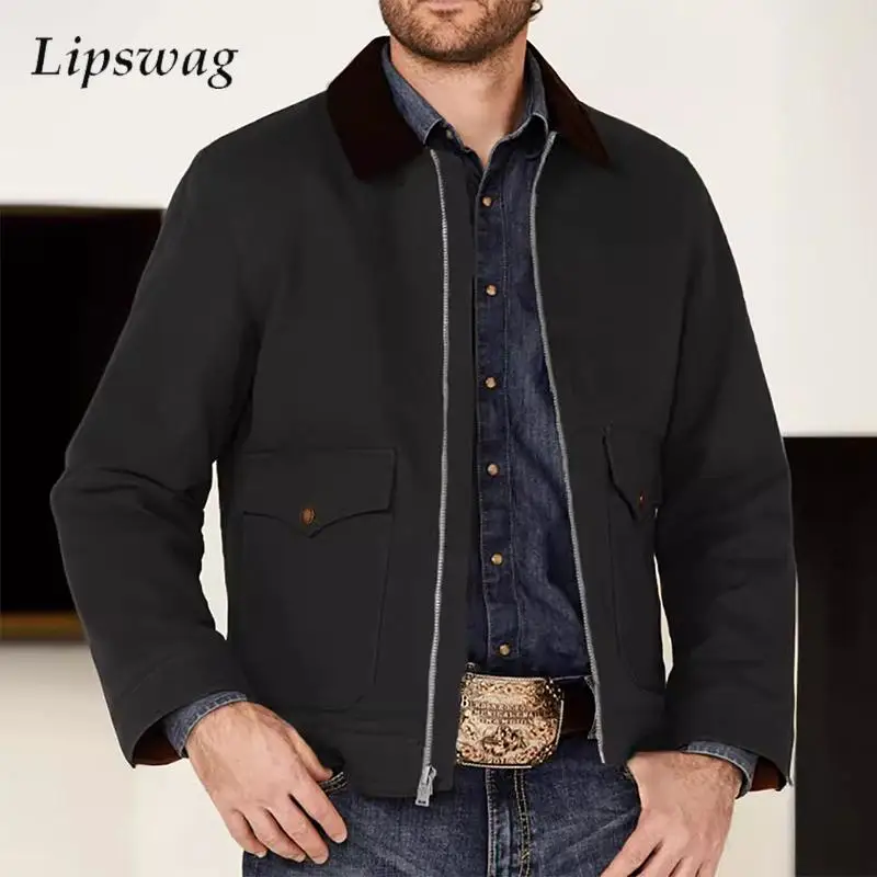 Vintage Wool Turn-down Collar Jackets Men Autumn Casual Solid Color Zipper Cardigan Mens Streetwear Fashion Pockets Design Coats
Vintage Wool Turn-down Collar Jackets Men Autumn Casual Solid Color Zipper Cardigan Mens Streetwear Fashion Pockets Design Coats