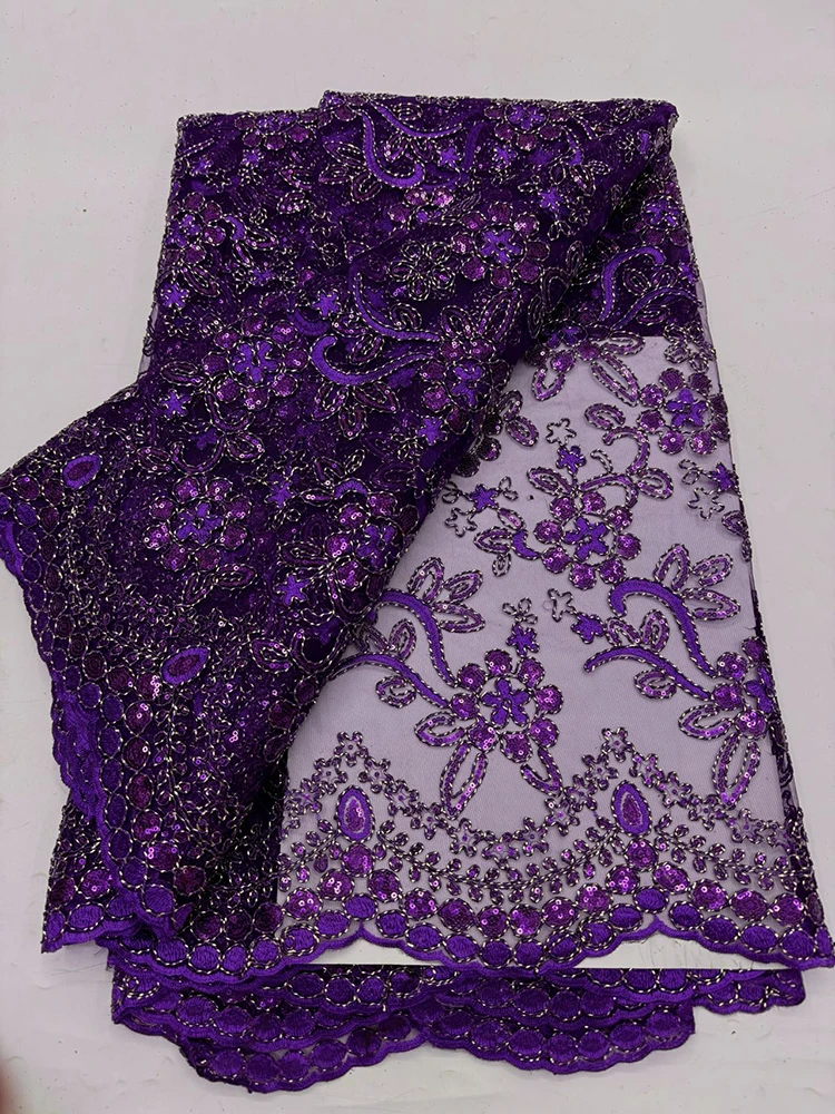 5 Yard Purple High Quality African Cord Lace Fabric French Net Sequins Fabric Sewing Embroidered Tulle Nigerian Lace for Women
5 Yard Purple High Quality African Cord Lace Fabric French Net Sequins Fabric Sewing Embroidered Tulle Nigerian Lace for Women