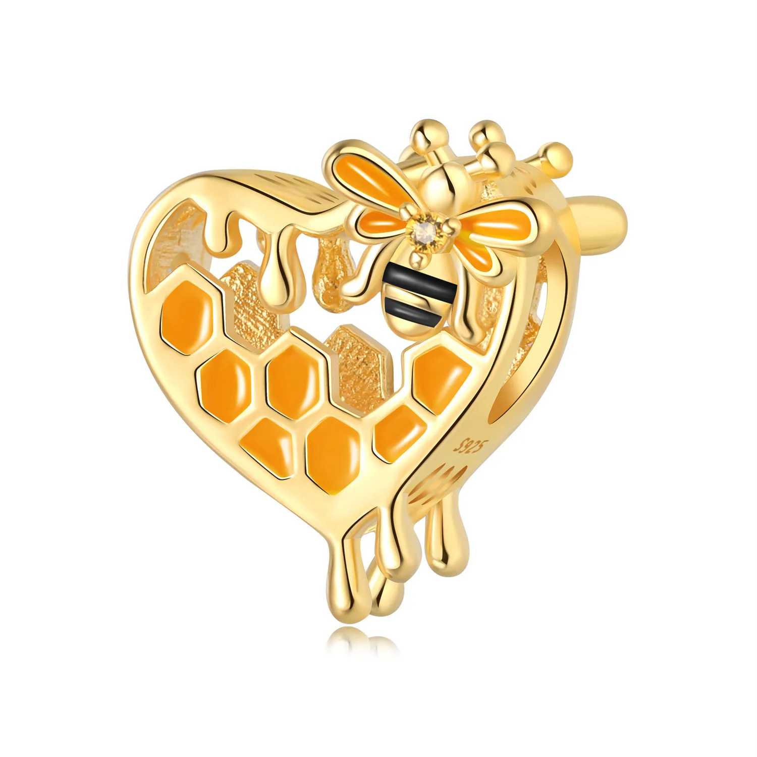 MISEFF 925 Sterling Silver Charm 18K Gold-Plated Heart-Shaped Bee Beads For Bracelet DIY Jewelry Making Women Gift
MISEFF 925 Sterling Silver Charm 18K Gold-Plated Heart-Shaped Bee Beads For Bracelet DIY Jewelry Making Women Gift