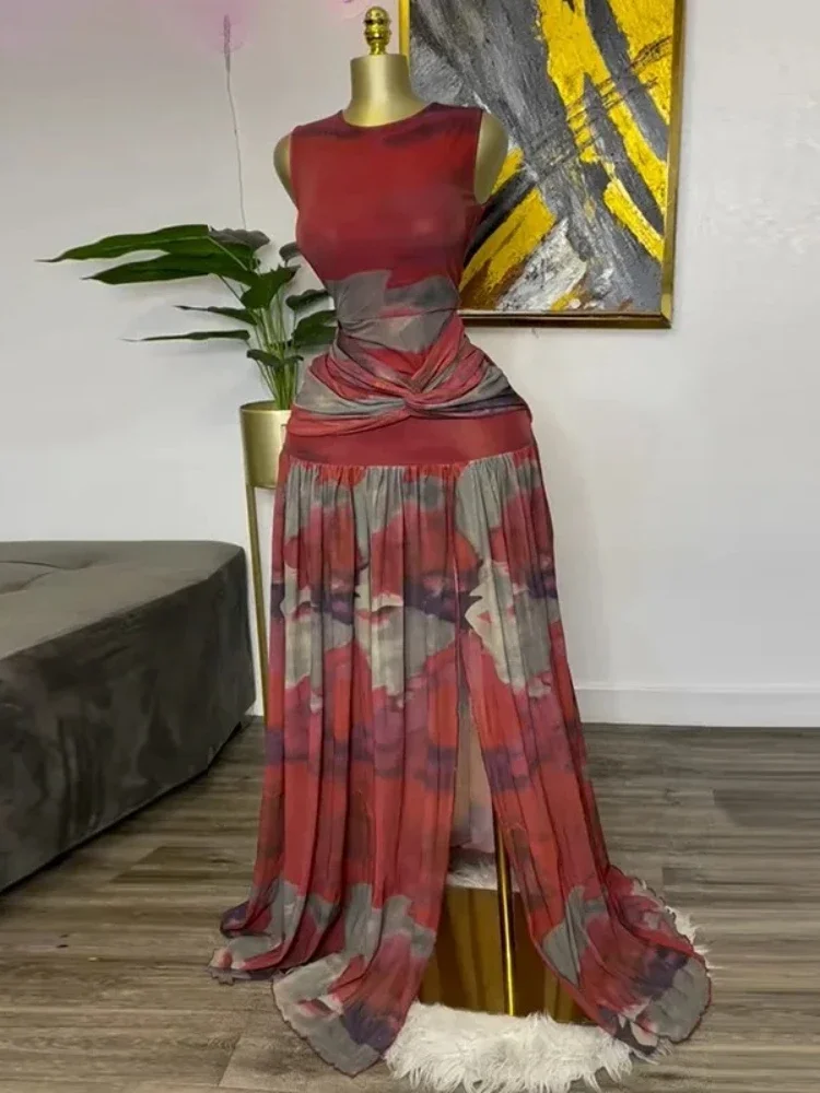 Elegant Women Print Sleeveless Sweet O-neck Floor-Length Long Dress 2025 Beach Party Birthday Sexy Split Pleated Dresses 2025
Elegant Women Print Sleeveless Sweet O-neck Floor-Length Long Dress 2025 Beach Party Birthday Sexy Split Pleated Dresses 2025