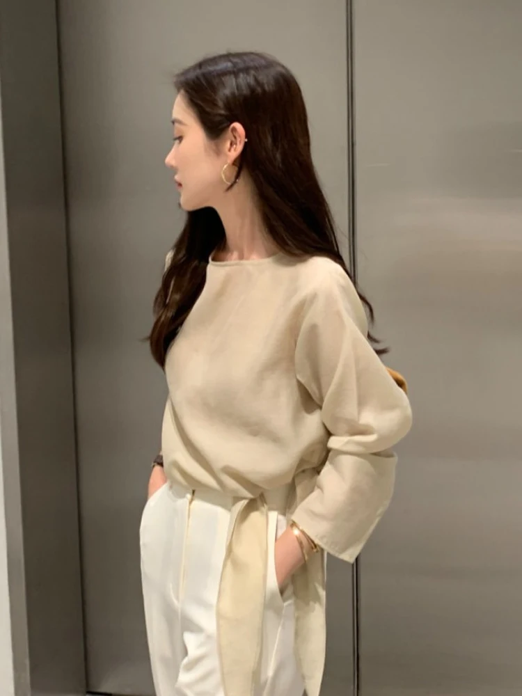 Chic Design Loose Long Sve White Chiffon irt Women's round Ne Tie Drape Top Korean Sle Commute Faion Summer New
Chic Design Loose Long Sve White Chiffon irt Women's round Ne Tie Drape Top Korean Sle Commute Faion Summer New