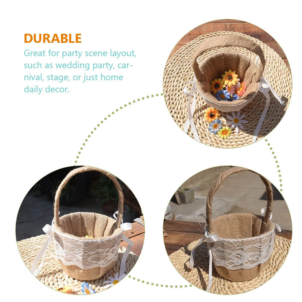 Wedding Flower Basket Burlap Lace Decor Party Home Daily Chic Jute Wrapping Simple Color Romantic Unique Portable Storage Basket
Wedding Flower Basket Burlap Lace Decor Party Home Daily Chic Jute Wrapping Simple Color Romantic Unique Portable Storage Basket