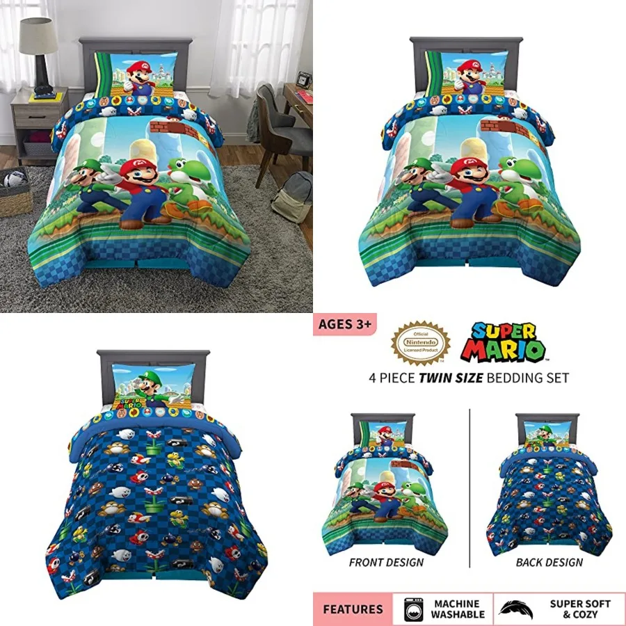 Super Twin Size Bedding, Super Soft Cozy Reversible Comforter and Sheet Set, Officially Licensed Product By
Super Twin Size Bedding, Super Soft Cozy Reversible Comforter and Sheet Set, Officially Licensed Product By