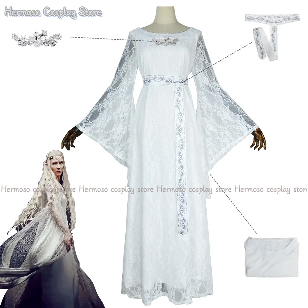 Movie Galadriel Cosplay Fairy Queen Costume White Retro Banquet Dress Outfits Women Halloween Party Disguise Suits EURO Size
Movie Galadriel Cosplay Fairy Queen Costume White Retro Banquet Dress Outfits Women Halloween Party Disguise Suits EURO Size