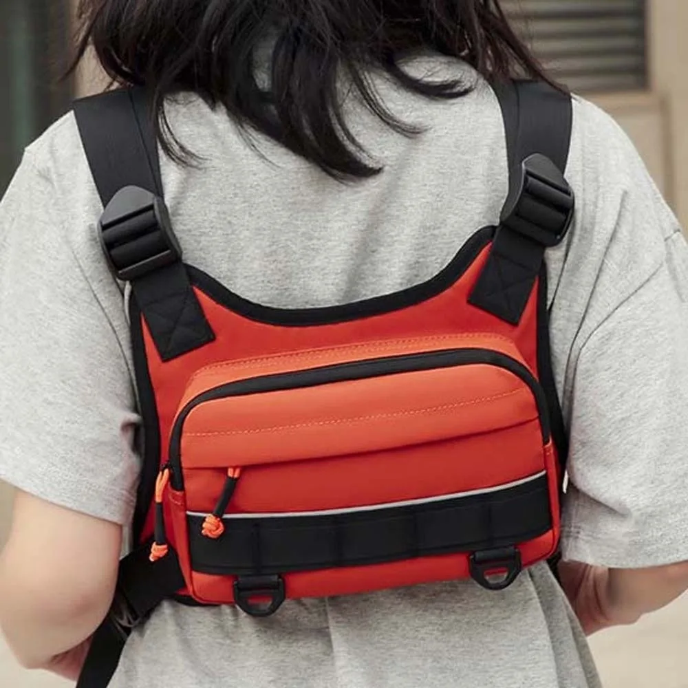 Oxford Cloth Unisex Chest Rig with Webbing Two Tone Design Motorcycle Vest Pack Orange Cord Pull Adjustable Shoulder Buckle
Oxford Cloth Unisex Chest Rig with Webbing Two Tone Design Motorcycle Vest Pack Orange Cord Pull Adjustable Shoulder Buckle