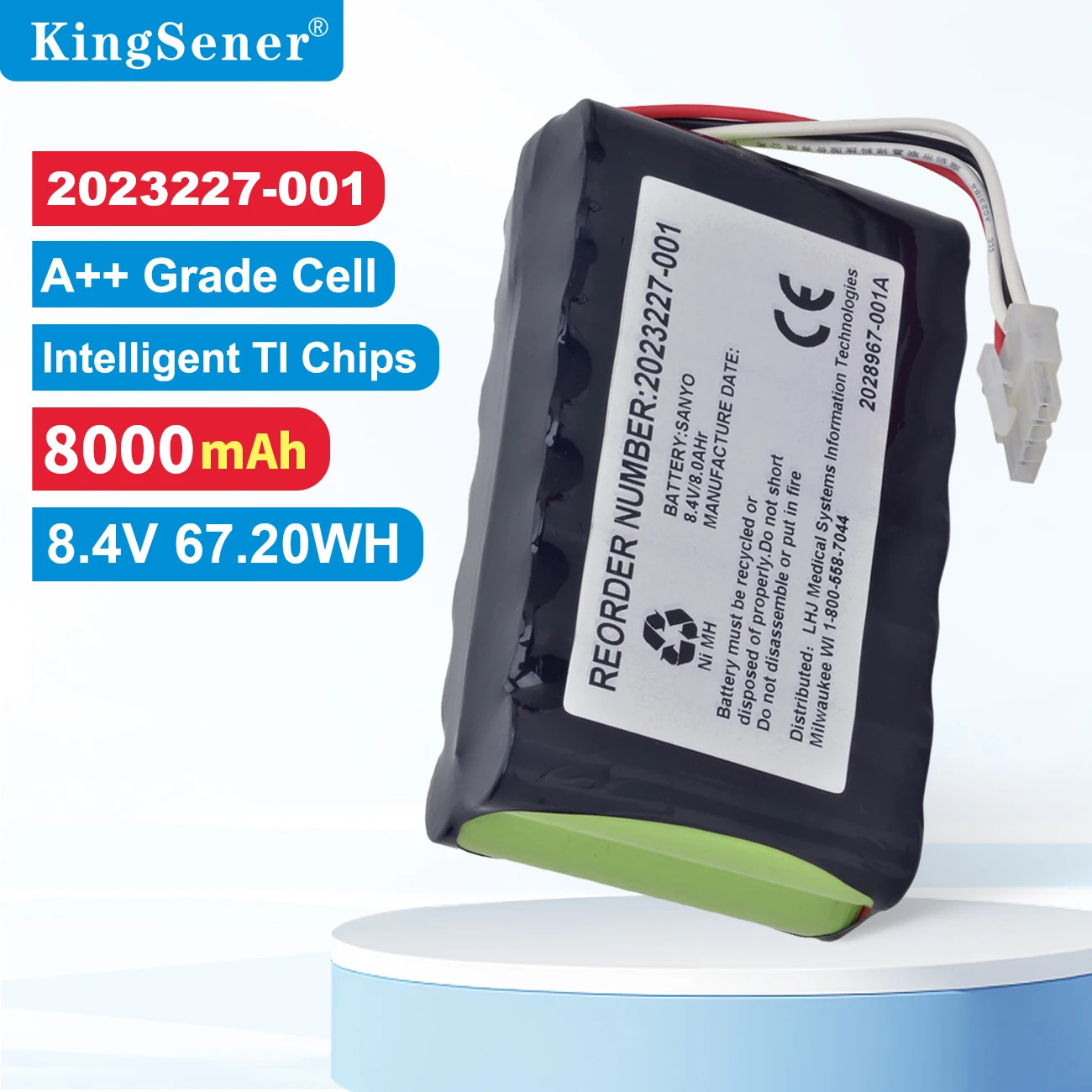 KingSener 2023227-001 Replacement Battery for GE/Marquette Dash 2500 Patient Monitor 8.4V 8000mAh/67.20WH
KingSener 2023227-001 Replacement Battery for GE/Marquette Dash 2500 Patient Monitor 8.4V 8000mAh/67.20WH