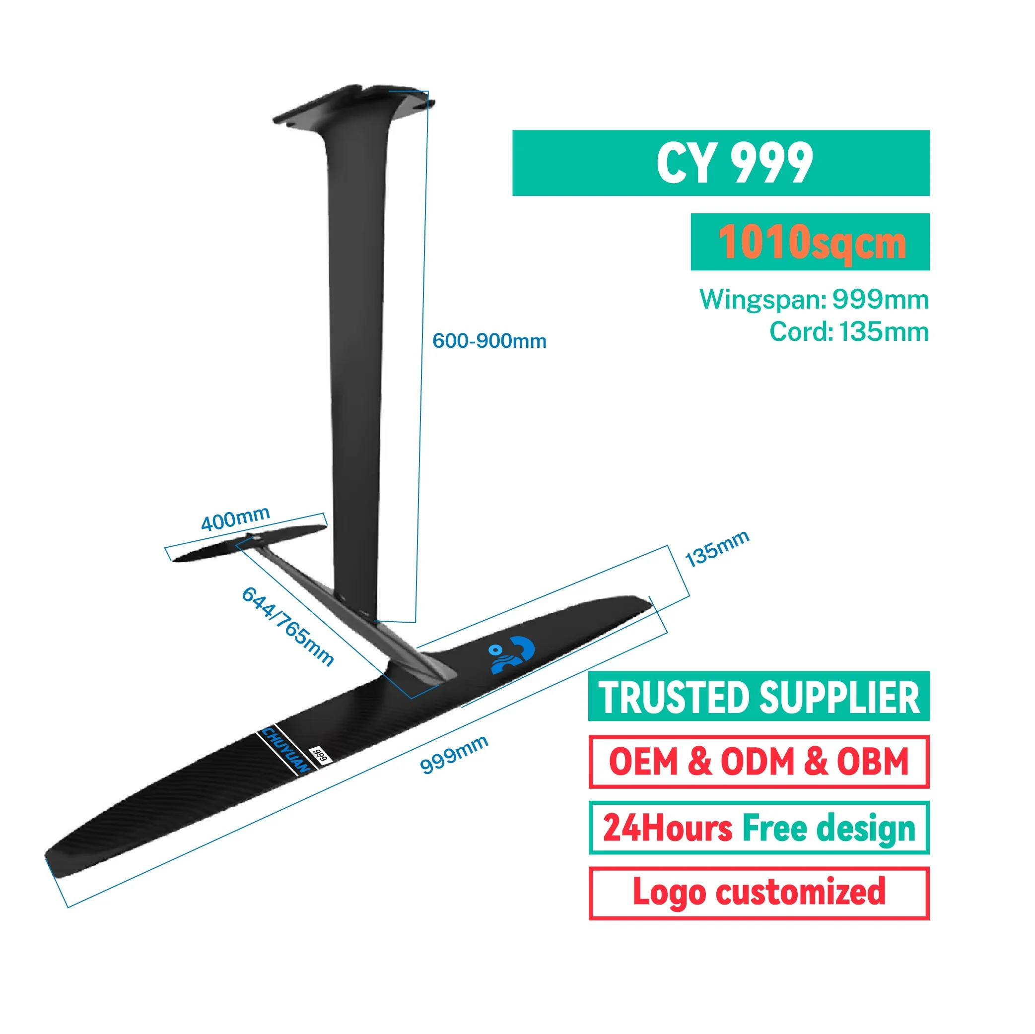 Hydrofoil Full Carbon Fiber Unisex CY-999 for E-Foil Surfboard Hot Selling Model Water Sports ODM OEM Available
Hydrofoil Full Carbon Fiber Unisex CY-999 for E-Foil Surfboard Hot Selling Model Water Sports ODM OEM Available