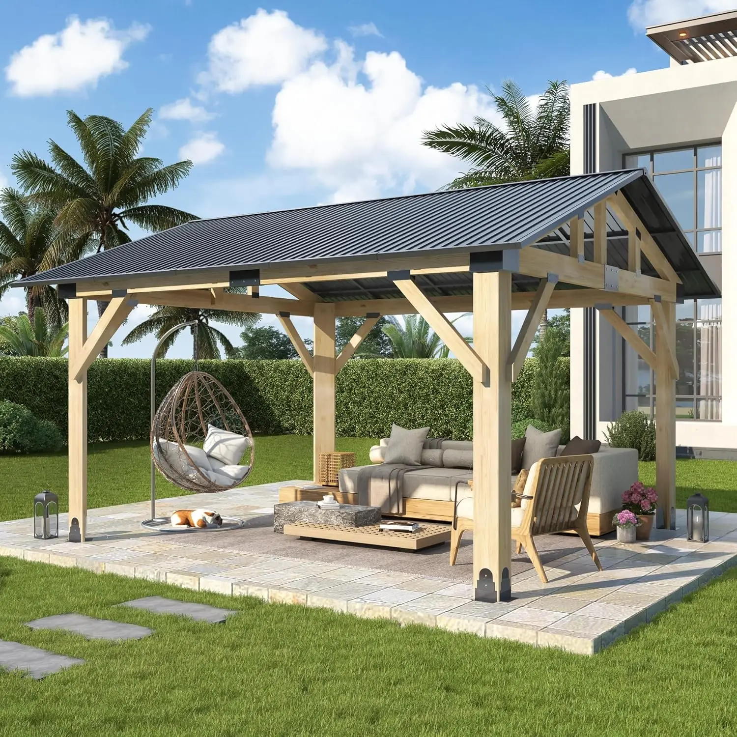 11x13 Outdoor Wood Gazebo Gable Roof Galvanized Steel Hardtop Patio Garden Deck Backyard Pavilion Custom
11x13 Outdoor Wood Gazebo Gable Roof Galvanized Steel Hardtop Patio Garden Deck Backyard Pavilion Custom