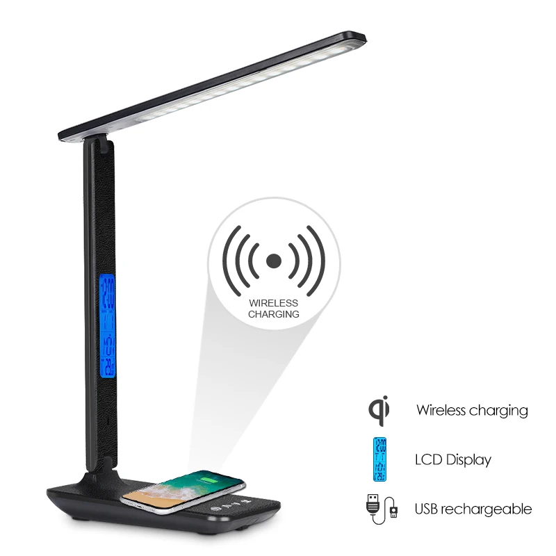 LED Table Desk Lamp 5W QI Wireless Charging with Calendar Temperature Alarm Clock Eye Protect Read Light Table Lamp
LED Table Desk Lamp 5W QI Wireless Charging with Calendar Temperature Alarm Clock Eye Protect Read Light Table Lamp