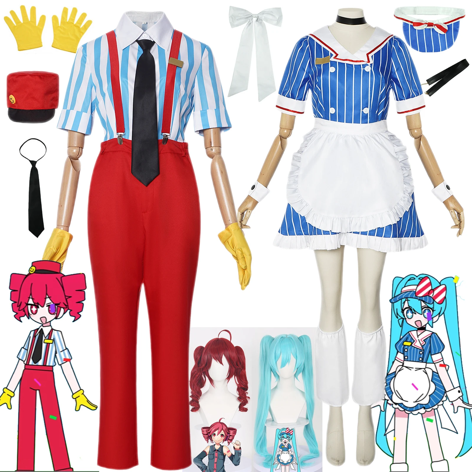 Anime Mikuu Kasane Teto Cosplay Costume Wig Mesmerizer Uniform Blue Red Maid Dress Game Hypnotist Halloween Women Cos Outfits
Anime Mikuu Kasane Teto Cosplay Costume Wig Mesmerizer Uniform Blue Red Maid Dress Game Hypnotist Halloween Women Cos Outfits