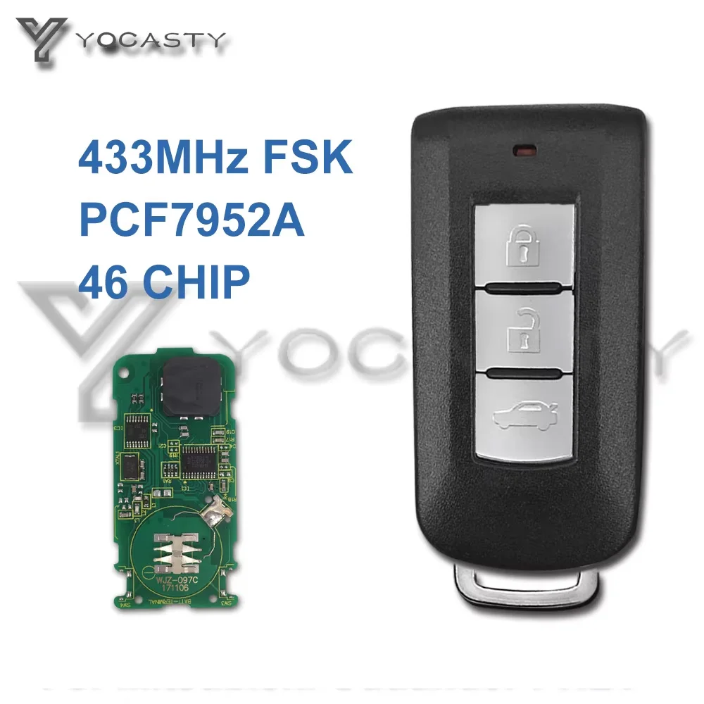 YOCASTY G8D-644M-KEY 3 Buttons Remote Key Smart Card PCF7952A Chip 433MHz FSK For Mitsubishi ASX Lancer Outlander