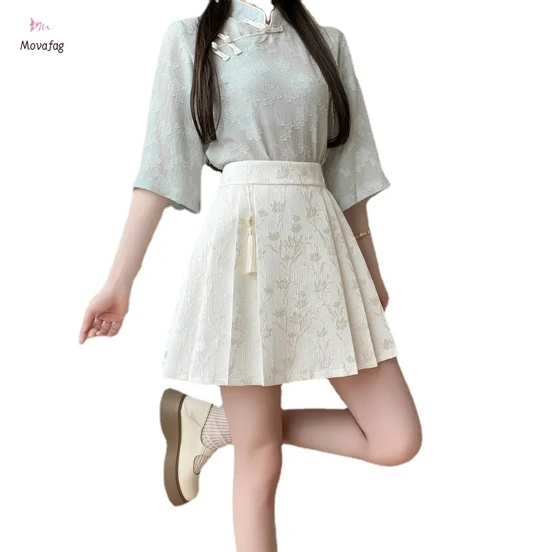 2024 Summer New Style Chinese Style Short Skirt High Waist Slim A- Line Pleated Jacquard Skirt
2024 Summer New Style Chinese Style Short Skirt High Waist Slim A- Line Pleated Jacquard Skirt