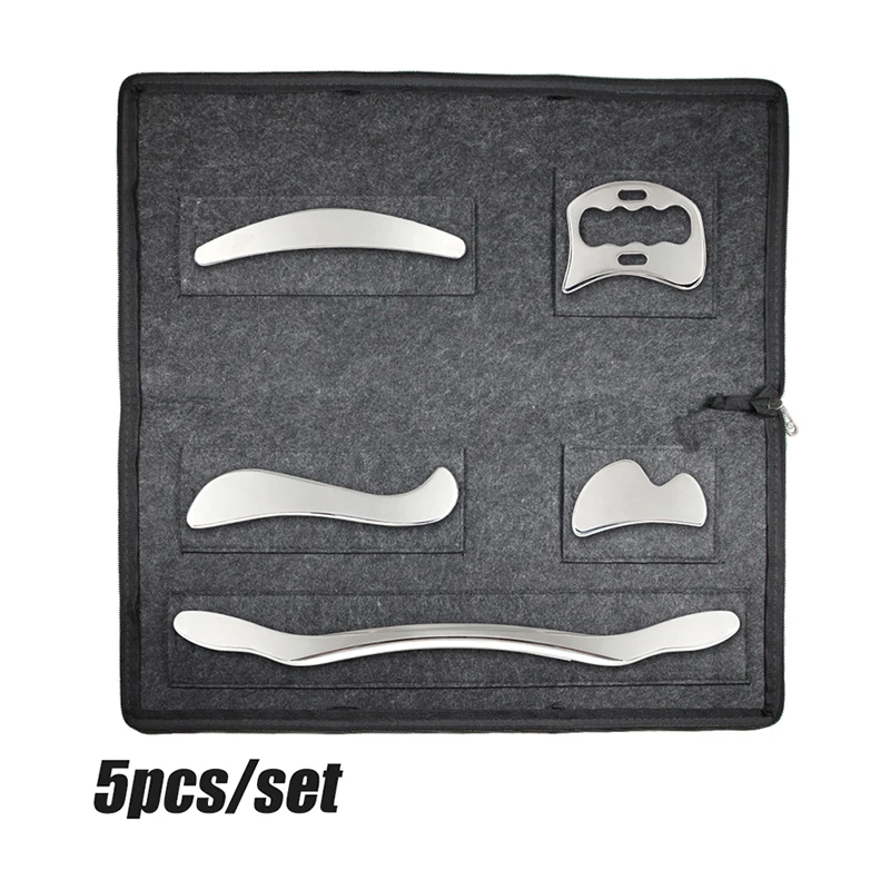 5pcs/set Gua Sha Stainless Steel Tool Set, Muscle Scraper Massage Tool Acupressure Pen for face, Great Soft Tissue Mobilization 
5pcs/set Gua Sha Stainless Steel Tool Set, Muscle Scraper Massage Tool Acupressure Pen for face, Great Soft Tissue Mobilization