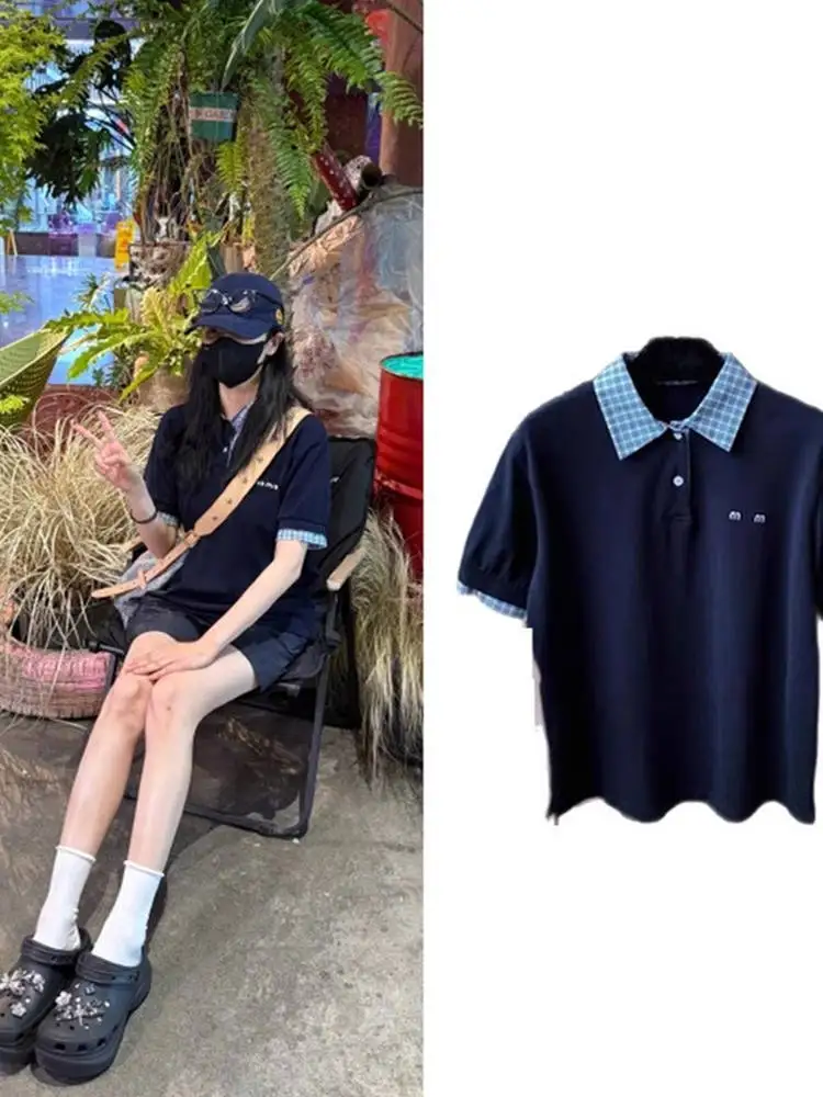 Summer EXJR Miu Style College Wind Short Sleeve Women's T-Shirt Qing Blue Color Block Shirt Top Ladies Cotton Sweat Abso...
Summer EXJR Miu Style College Wind Short Sleeve Women's T-Shirt Qing Blue Color Block Shirt Top Ladies Cotton Sweat Abso...