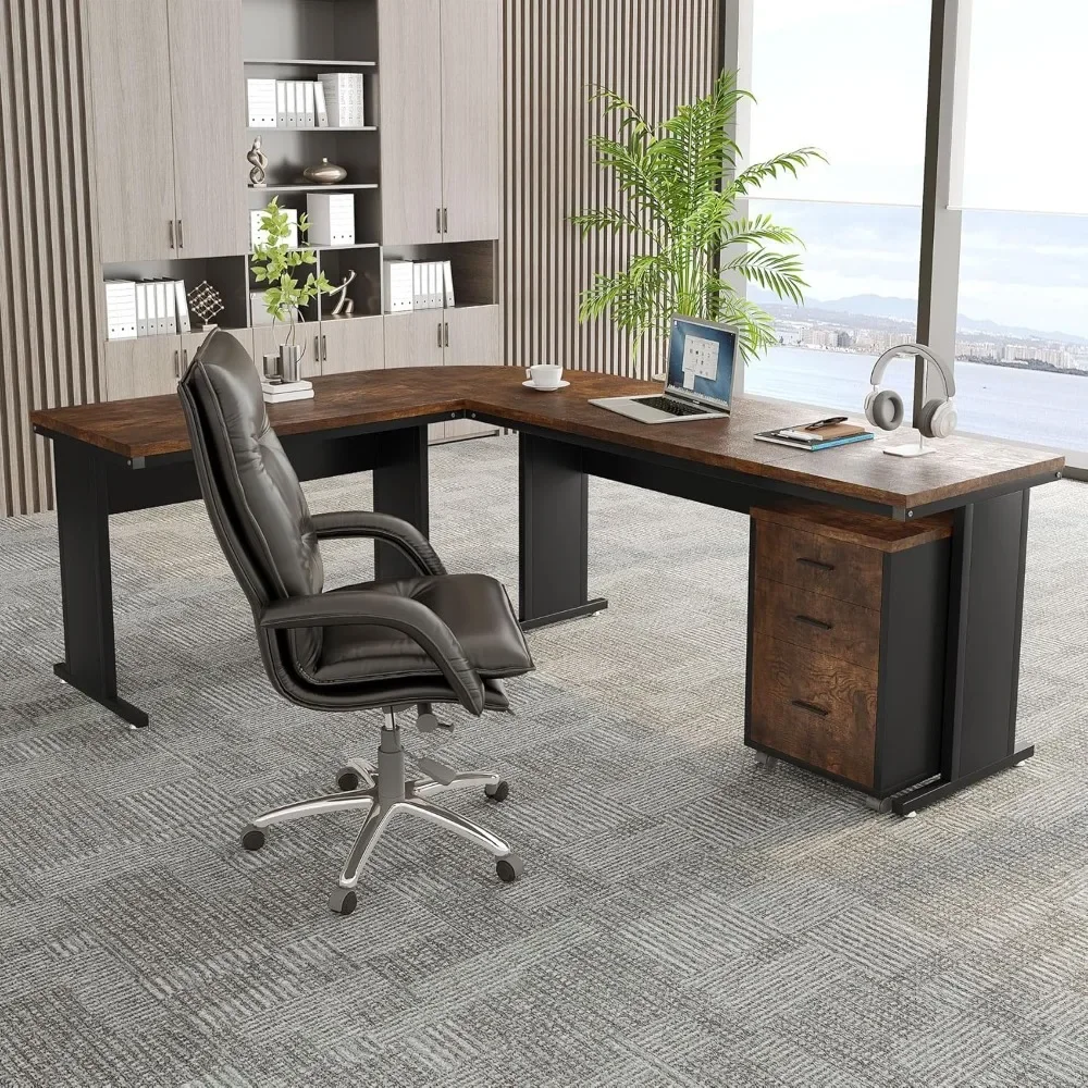 Large Executive Computer Desk with 3-Drawer File Cabinet, Storage Drawers, Business Furniture Work Desk for Home Office
Large Executive Computer Desk with 3-Drawer File Cabinet, Storage Drawers, Business Furniture Work Desk for Home Office